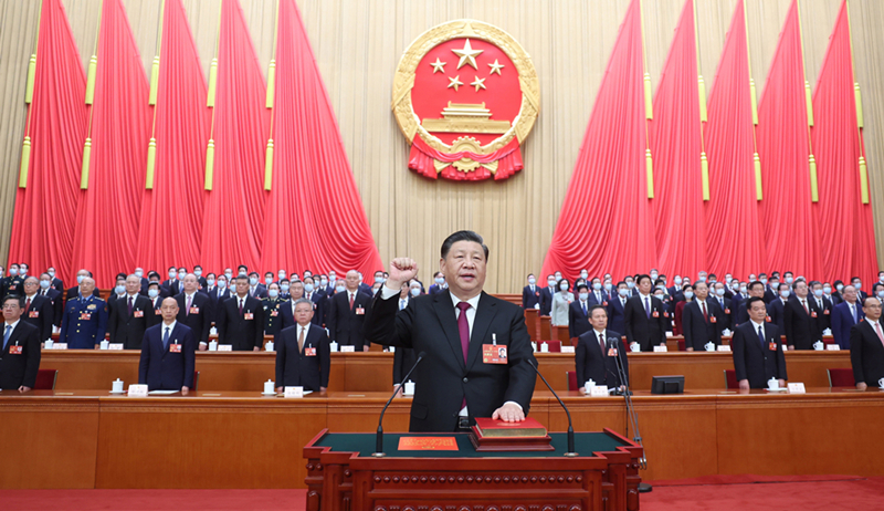 2023年3月10日，習近平進(jìn)行憲法宣誓。